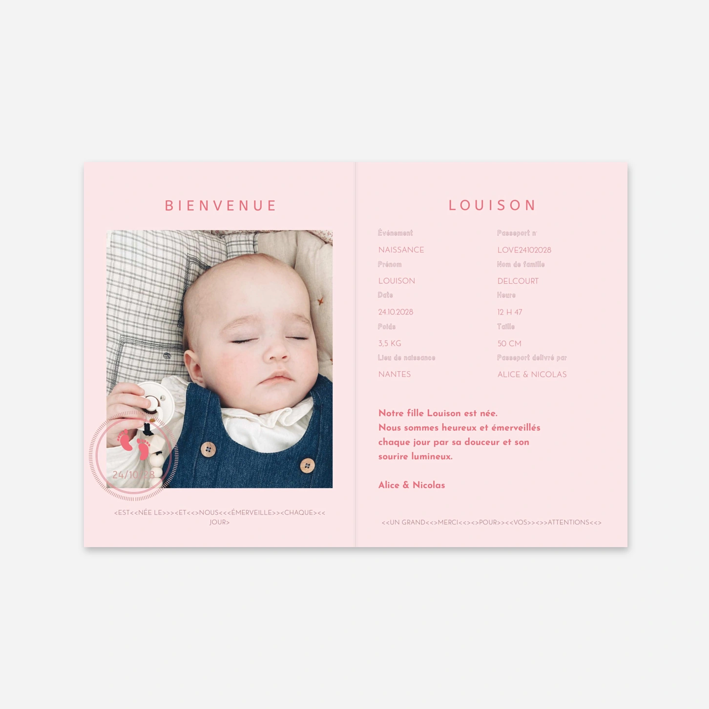 Faire-part naissance Premier voyage