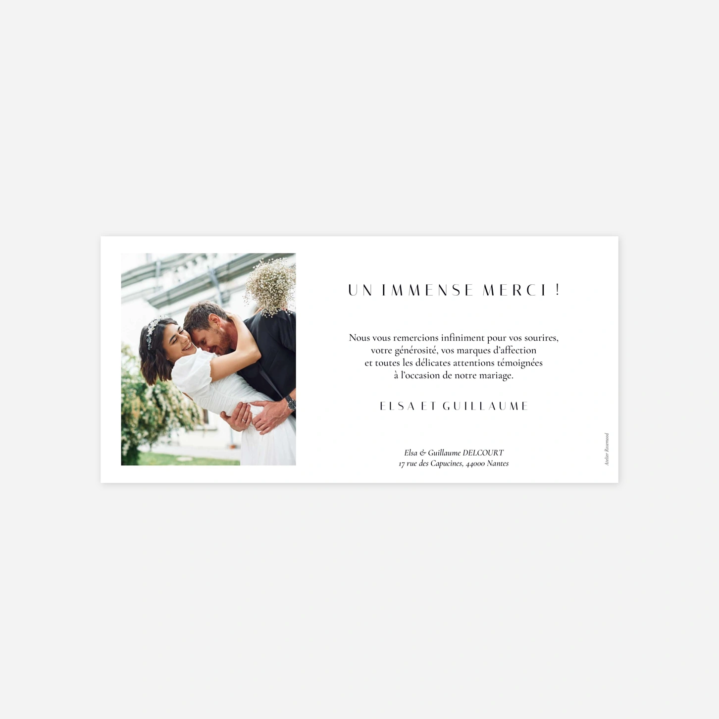 Carte de remerciements Précieux souvenirs