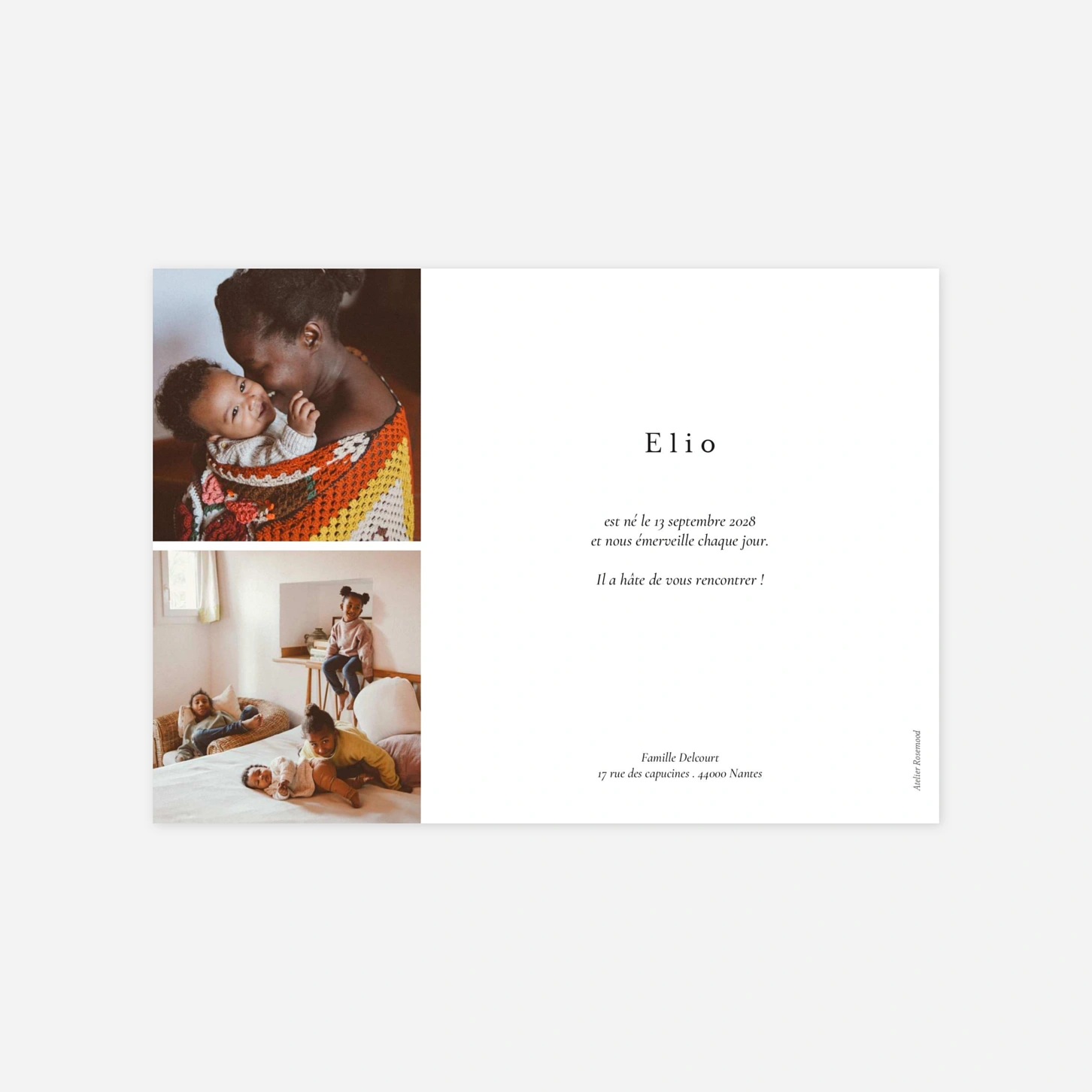 Faire-part naissance Petit message