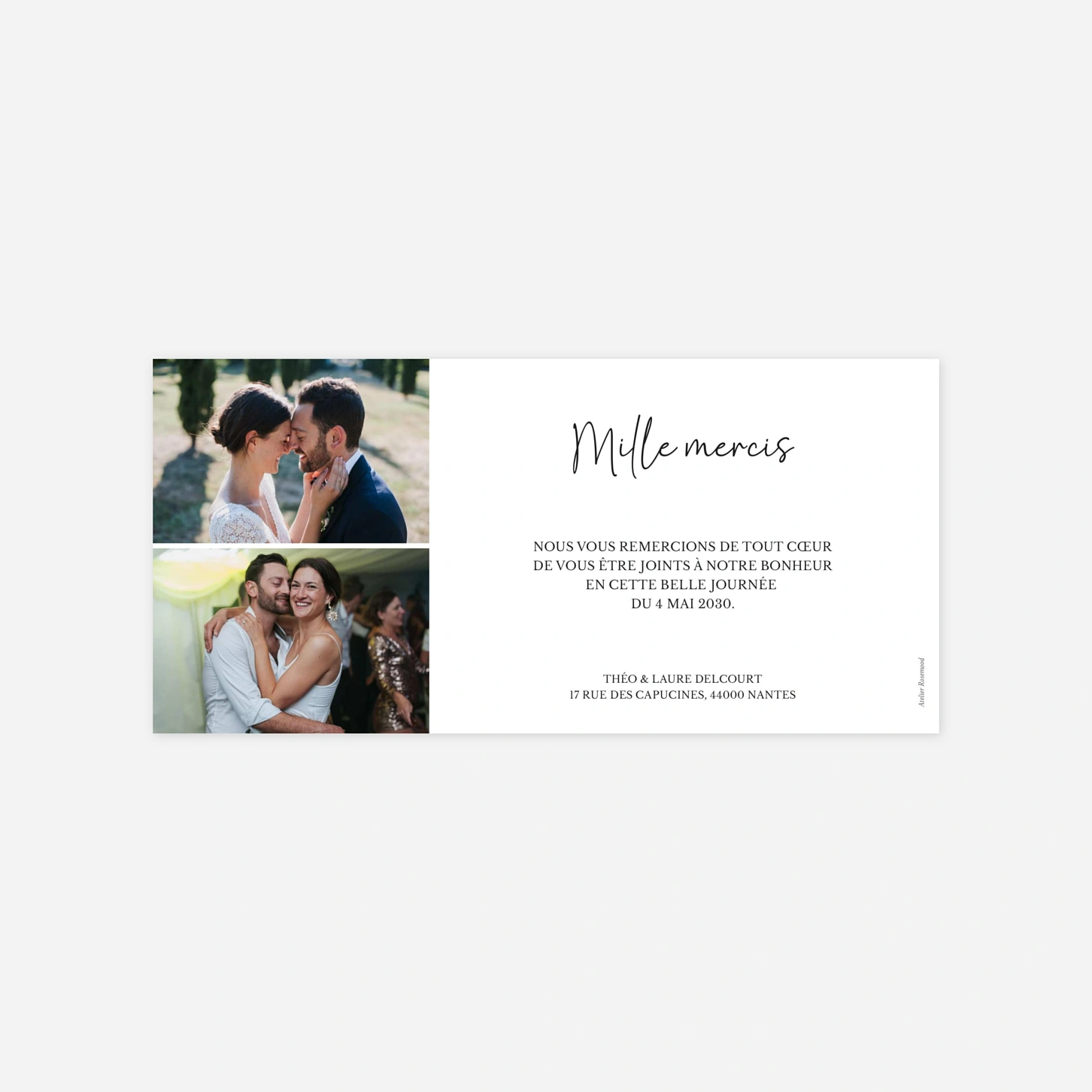 Carte de remerciements Pure Joie