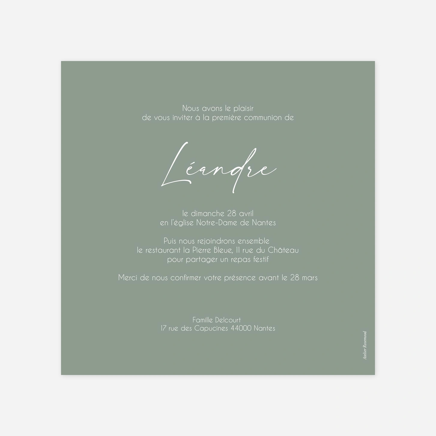 Invitation communion Rêve de Nature