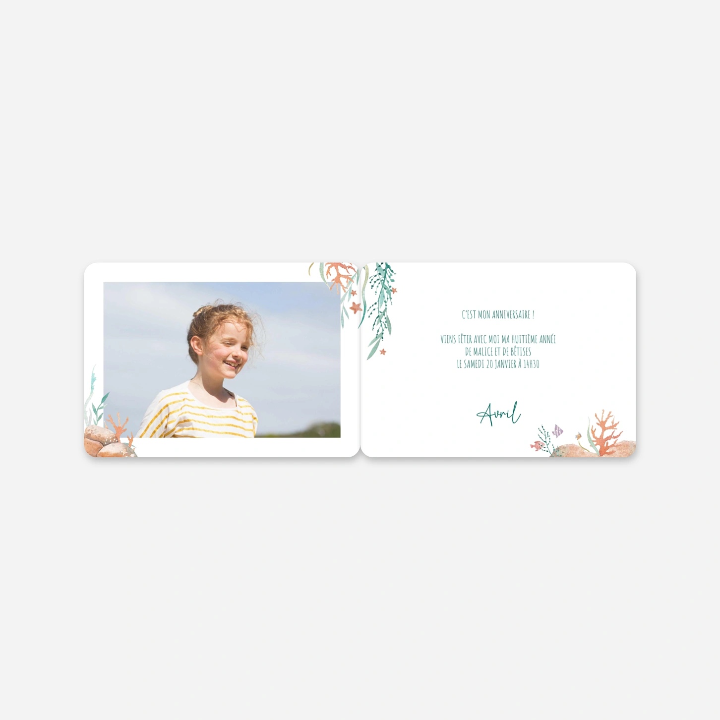 invitation anniversaire enfant Sous l'océan