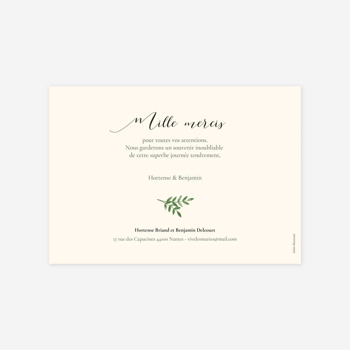 Carte de remerciements Ritournelle