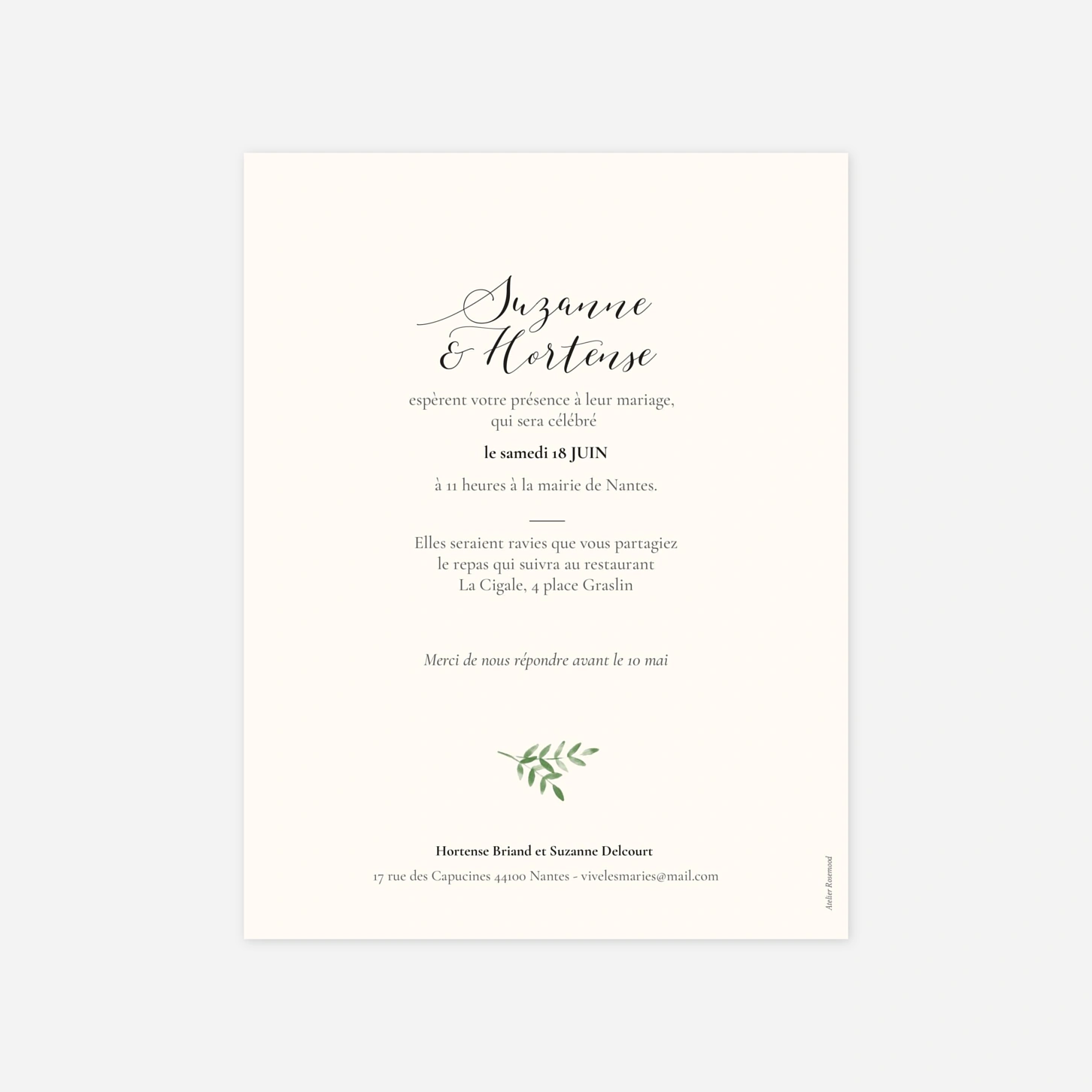 Faire-part mariage Ritournelle