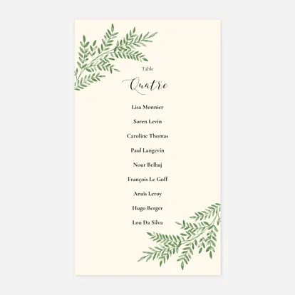 Nom de table mariage Ritournelle