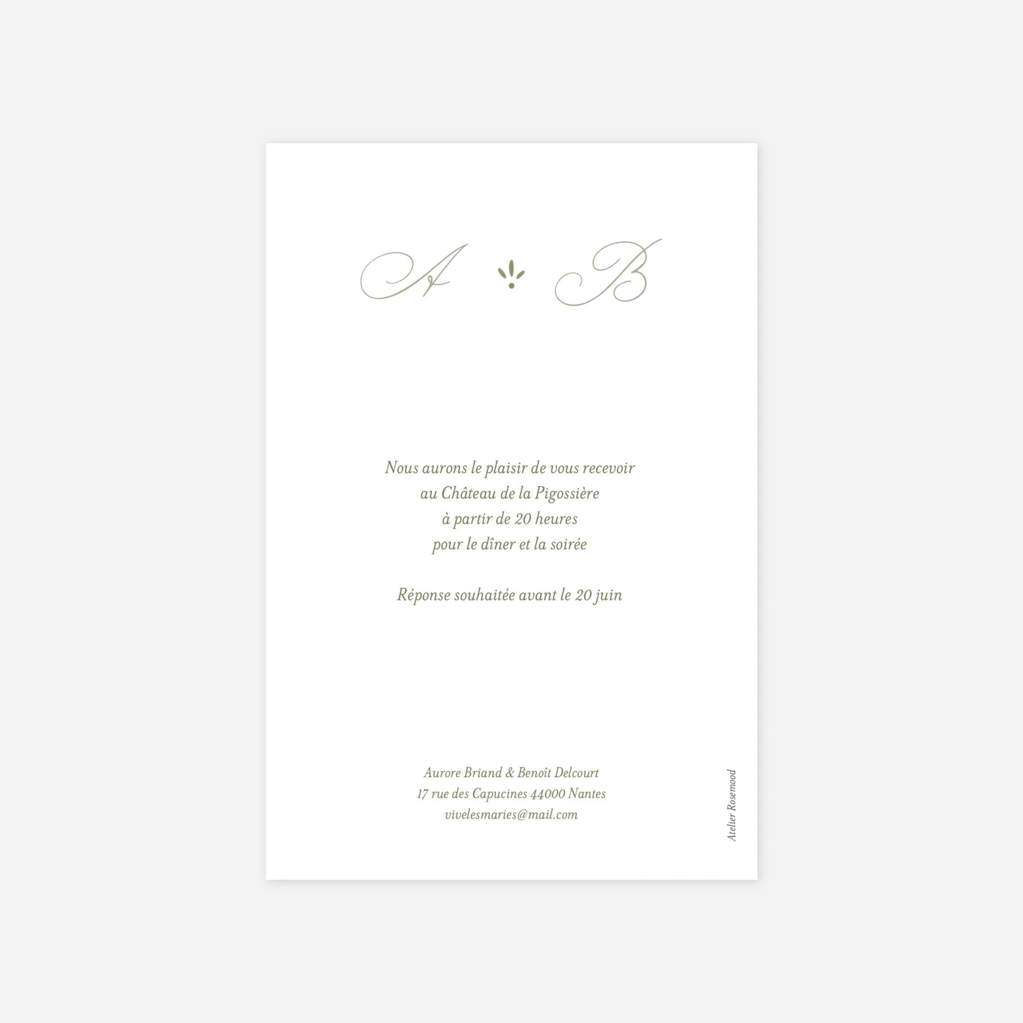 Carton d'invitation Romance vintage
