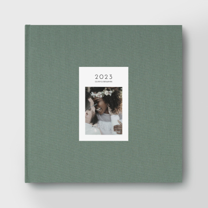 Livre photo couverture tissu photo embossée