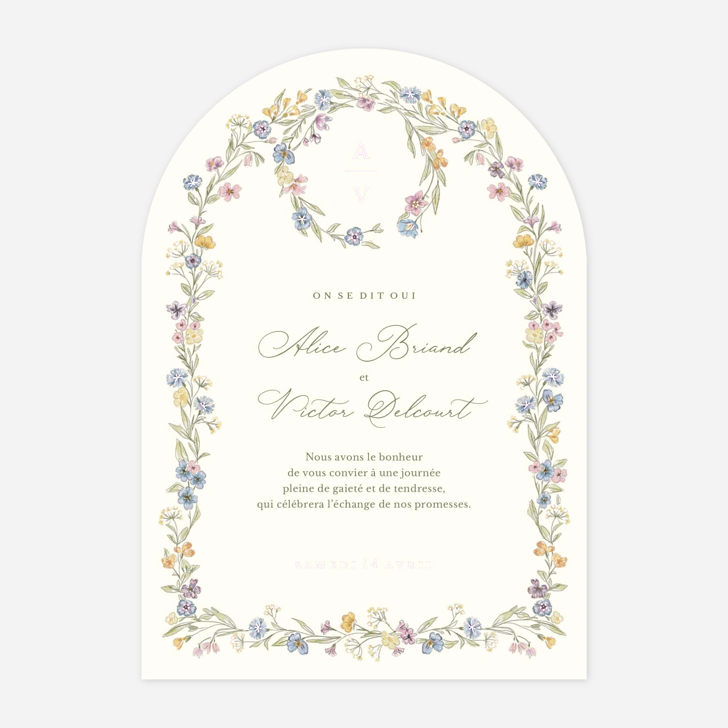 Faire-part mariage Serment floral