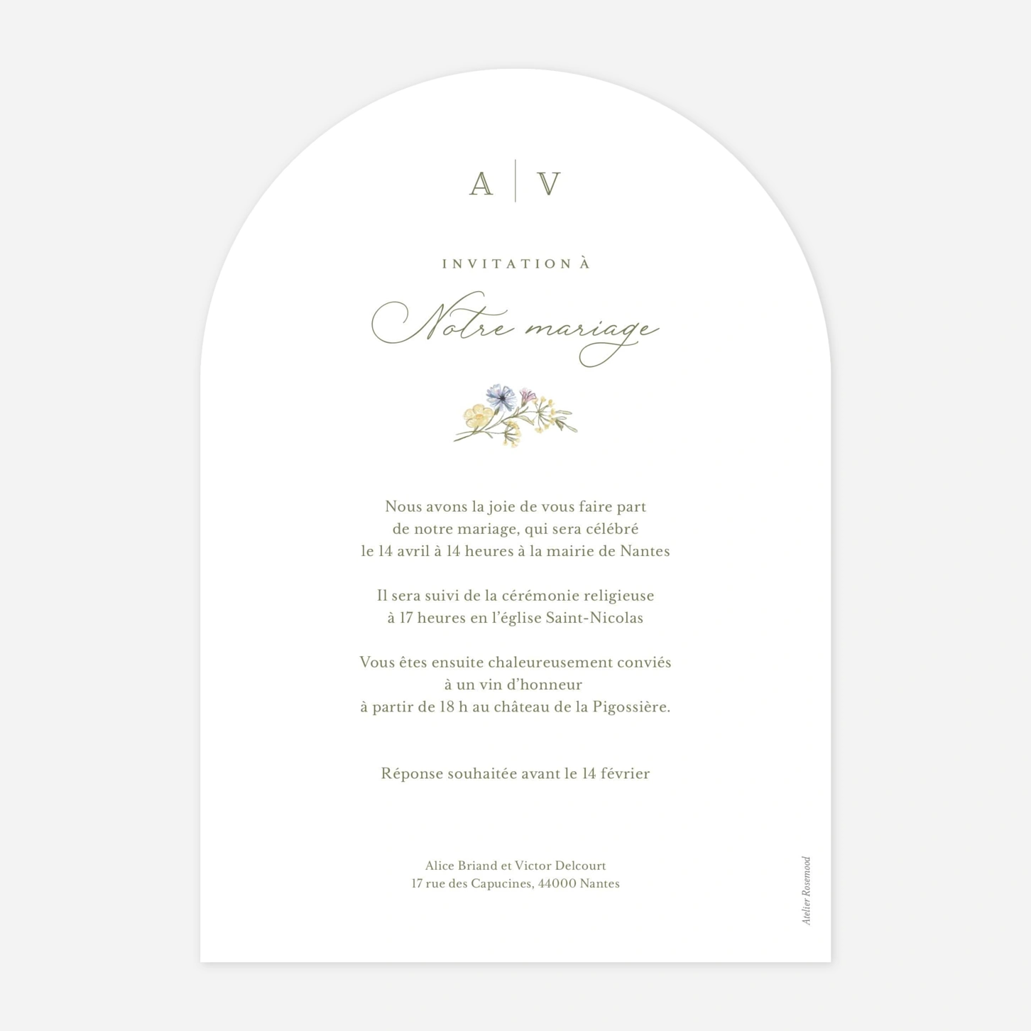Faire-part mariage Serment floral