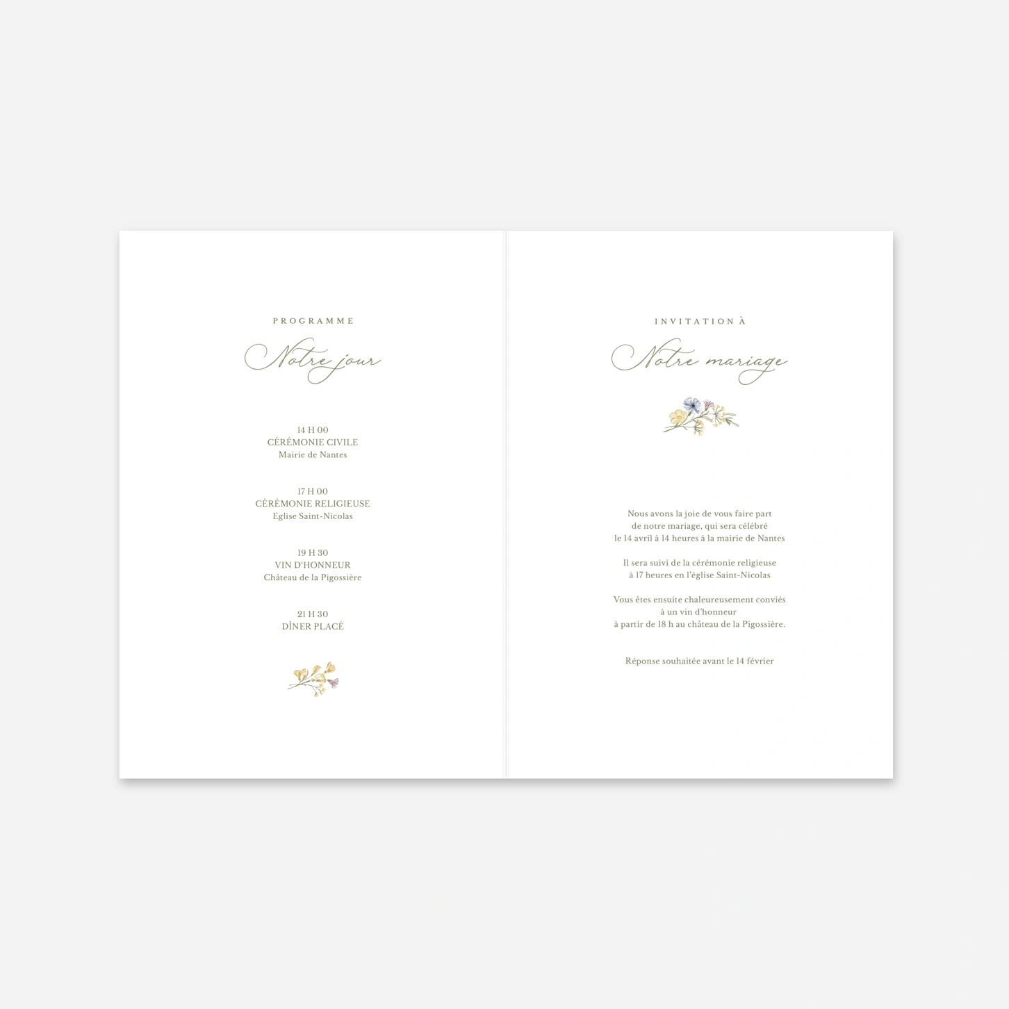Faire-part mariage Serment floral