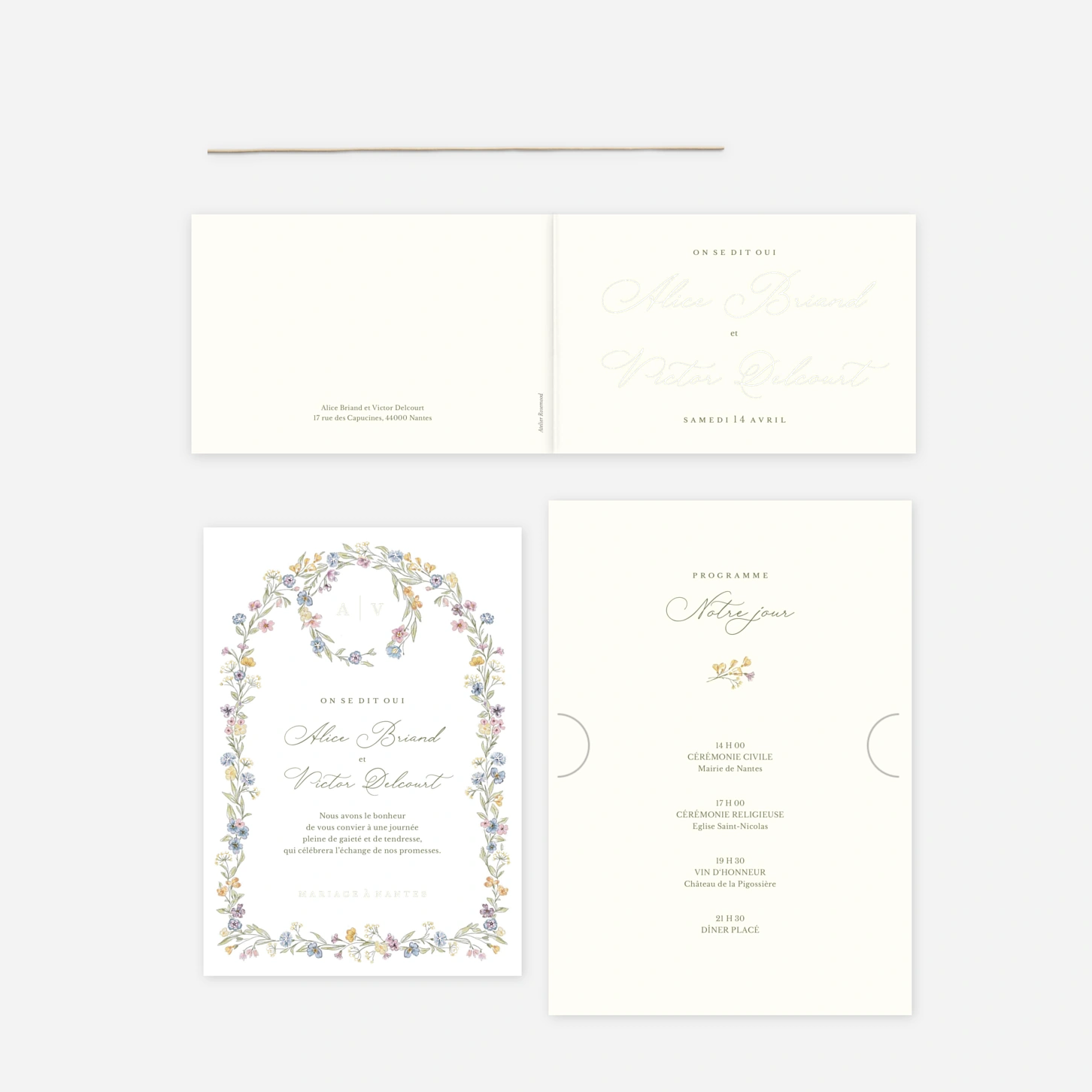 Faire-part mariage Serment floral