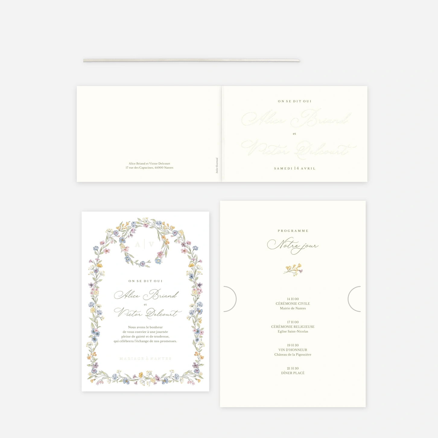 Faire-part mariage Serment floral