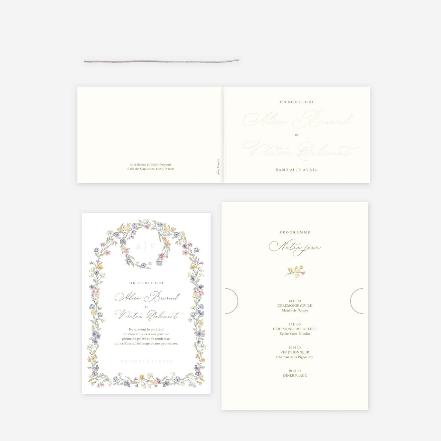 Faire-part mariage Serment floral