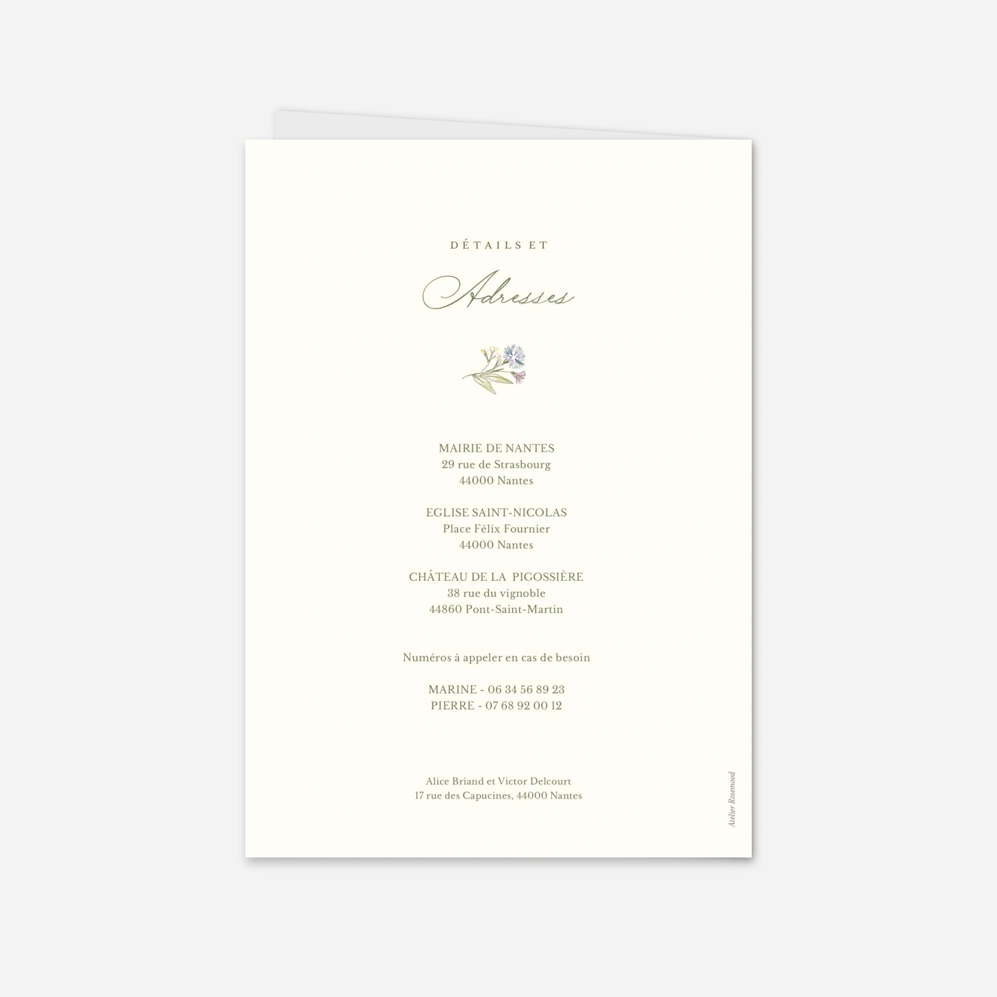 Faire-part mariage Serment floral