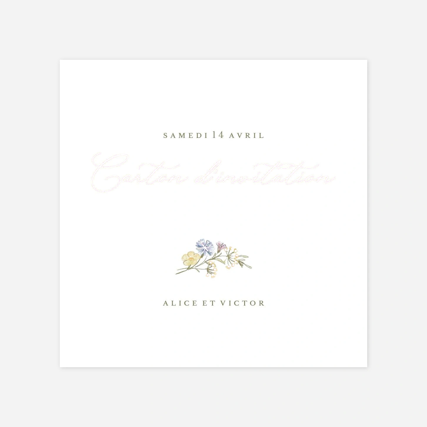 Carton d'invitation Serment floral