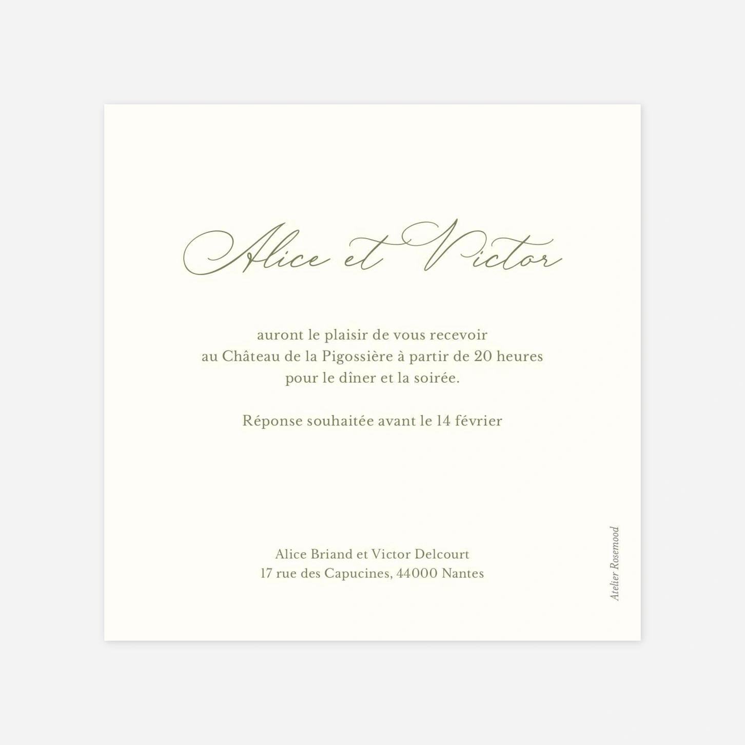 Carton d'invitation Serment floral