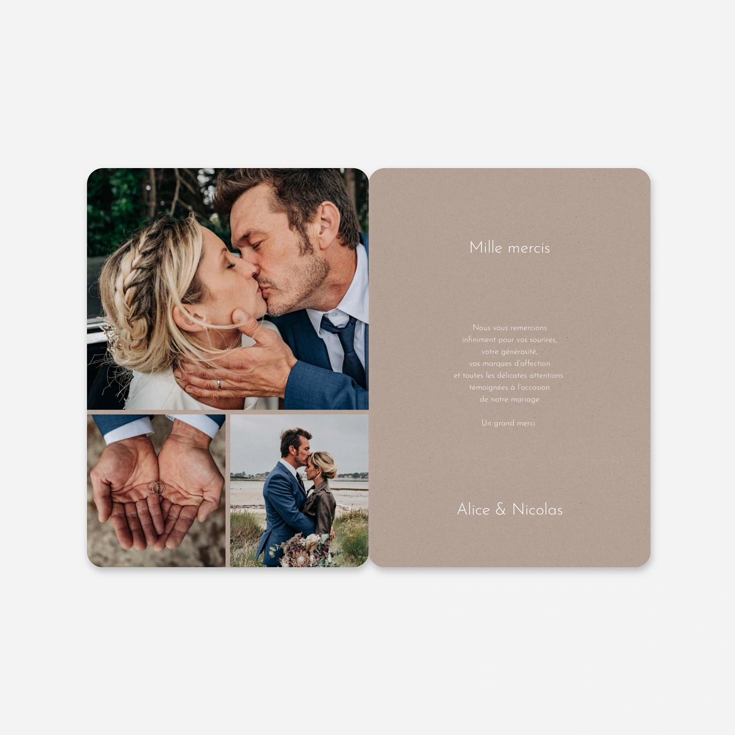 Carte de remerciements Signes d’Amour