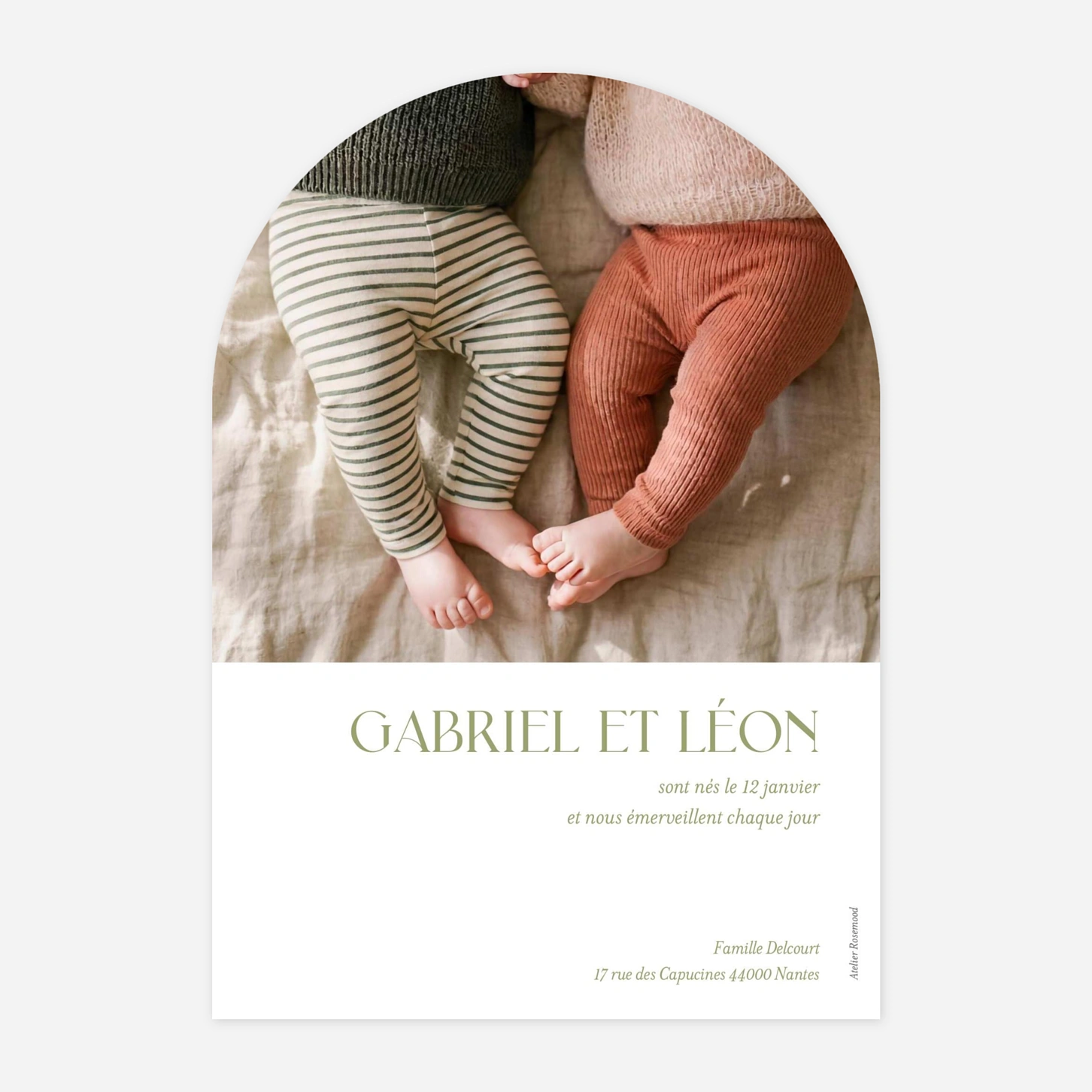 Faire-part naissance jumeaux Simplement