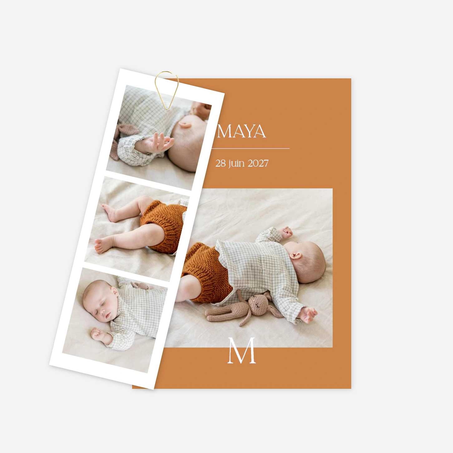 Faire-part naissance Son initiale