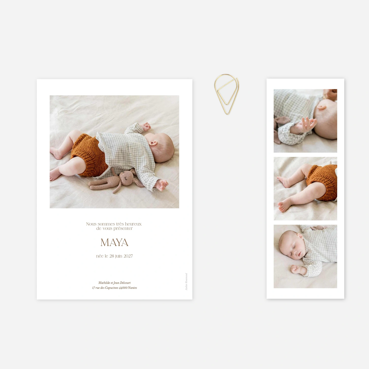 Faire-part naissance Son initiale