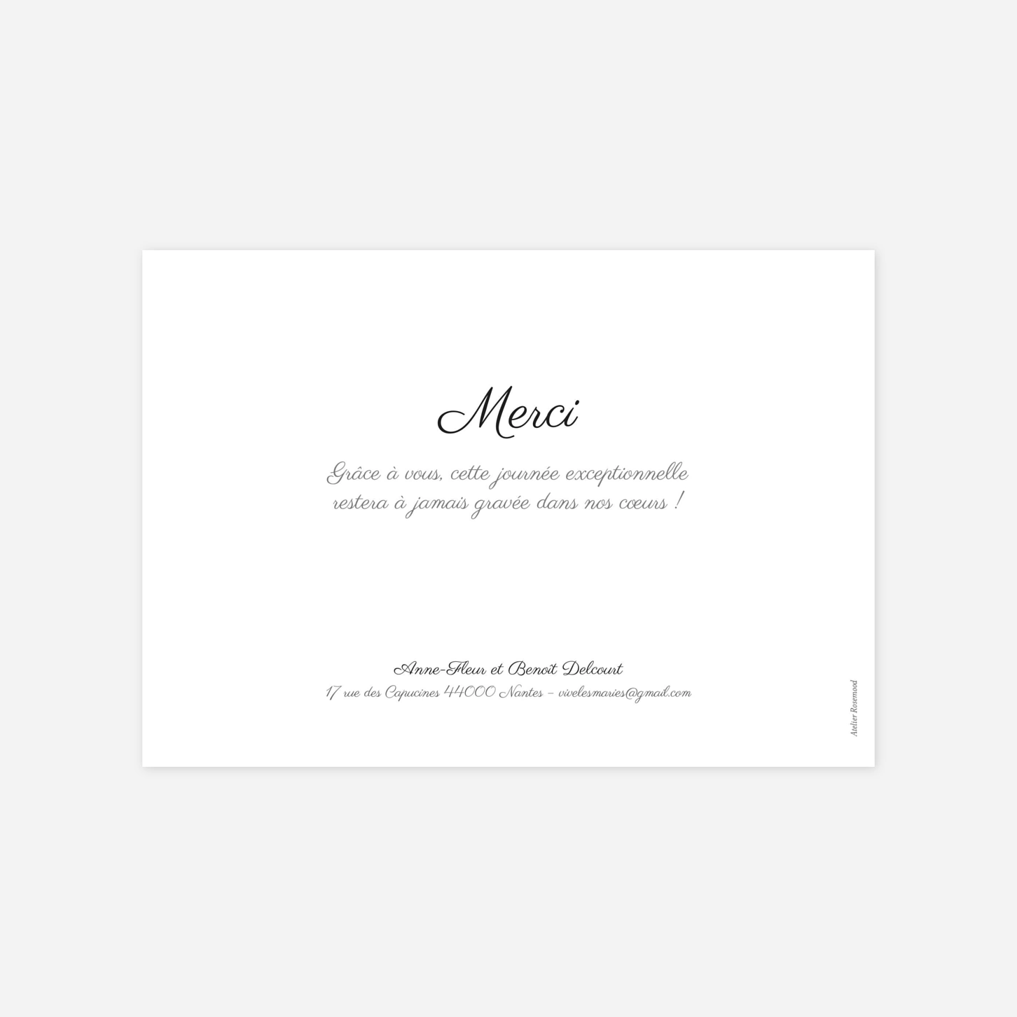 Carte de remerciements Souvenirs