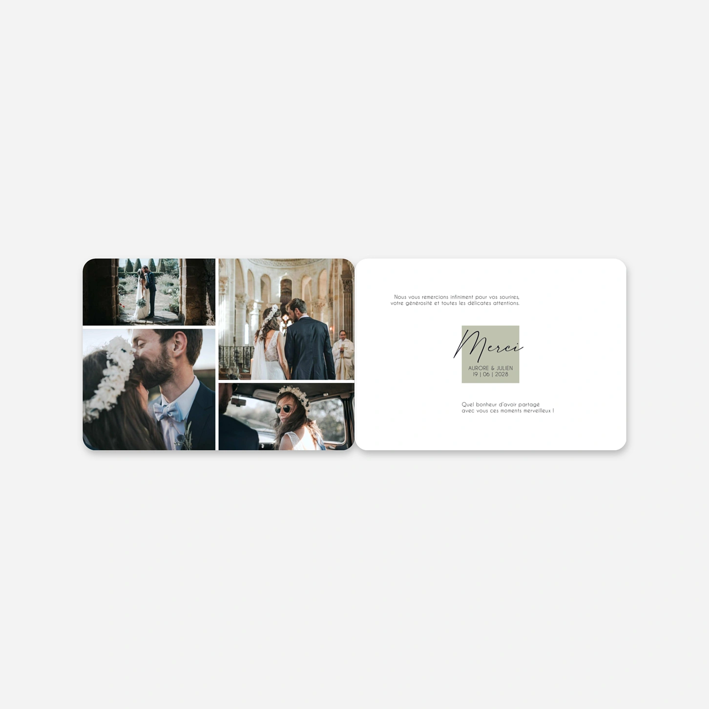 Carte de remerciements Souvenirs Éternels