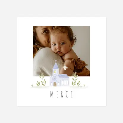 Carte remerciement naissance Symboles aquarellés