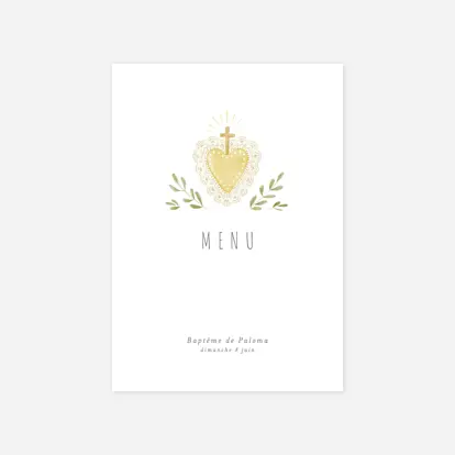 Menu baptême Symboles aquarellés