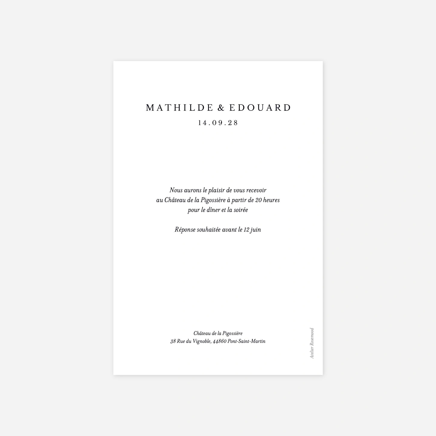 Carton d'invitation Trait d'union