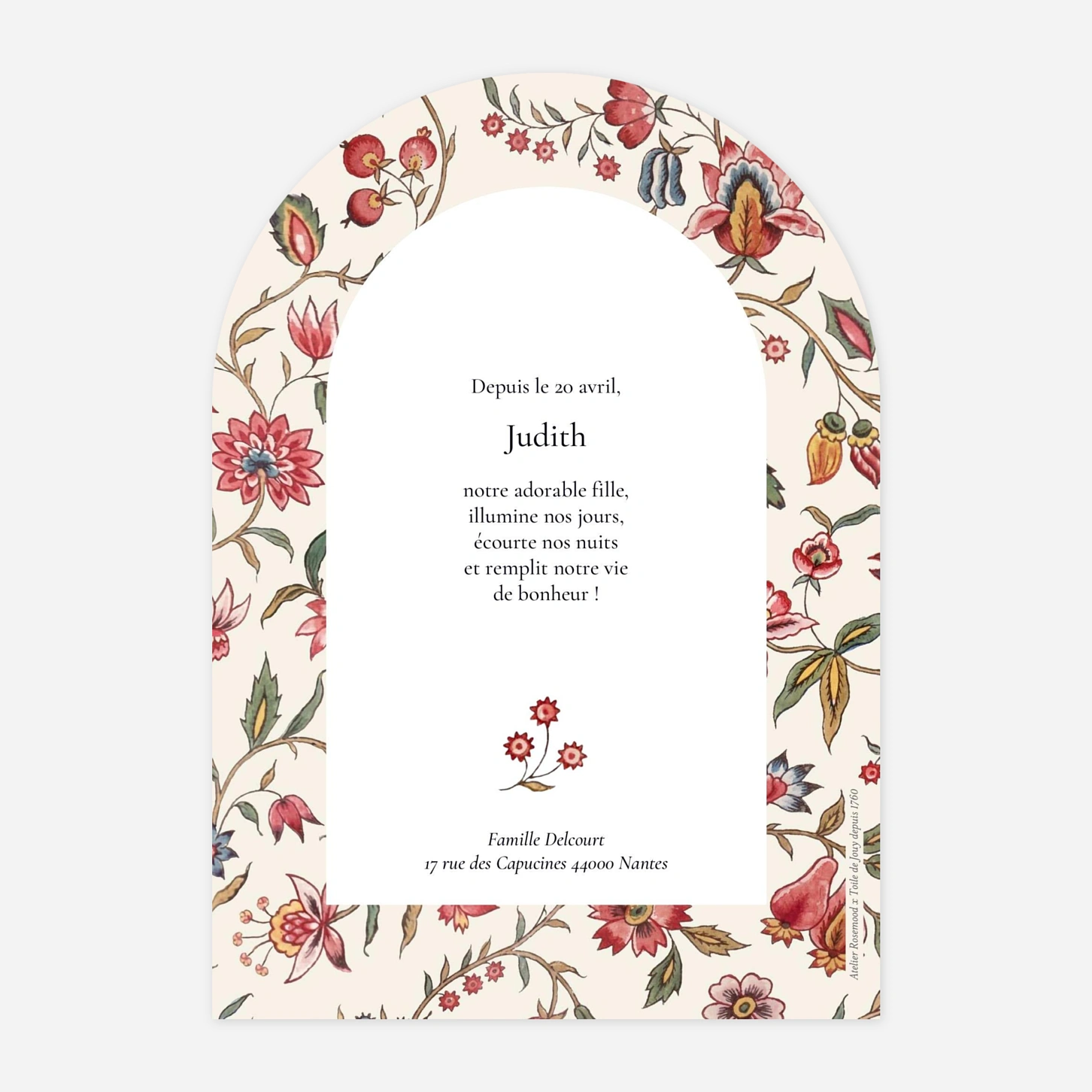 Faire-part naissance Guirlande florale