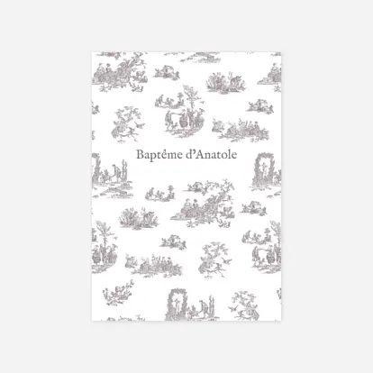 Menu baptême Toile de Jouy