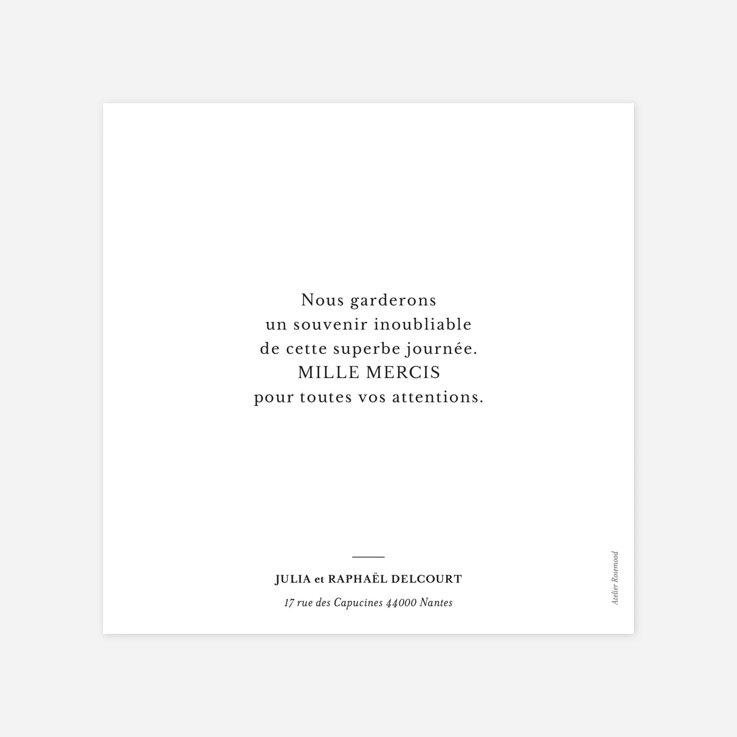Carte de remerciements Tout simplement