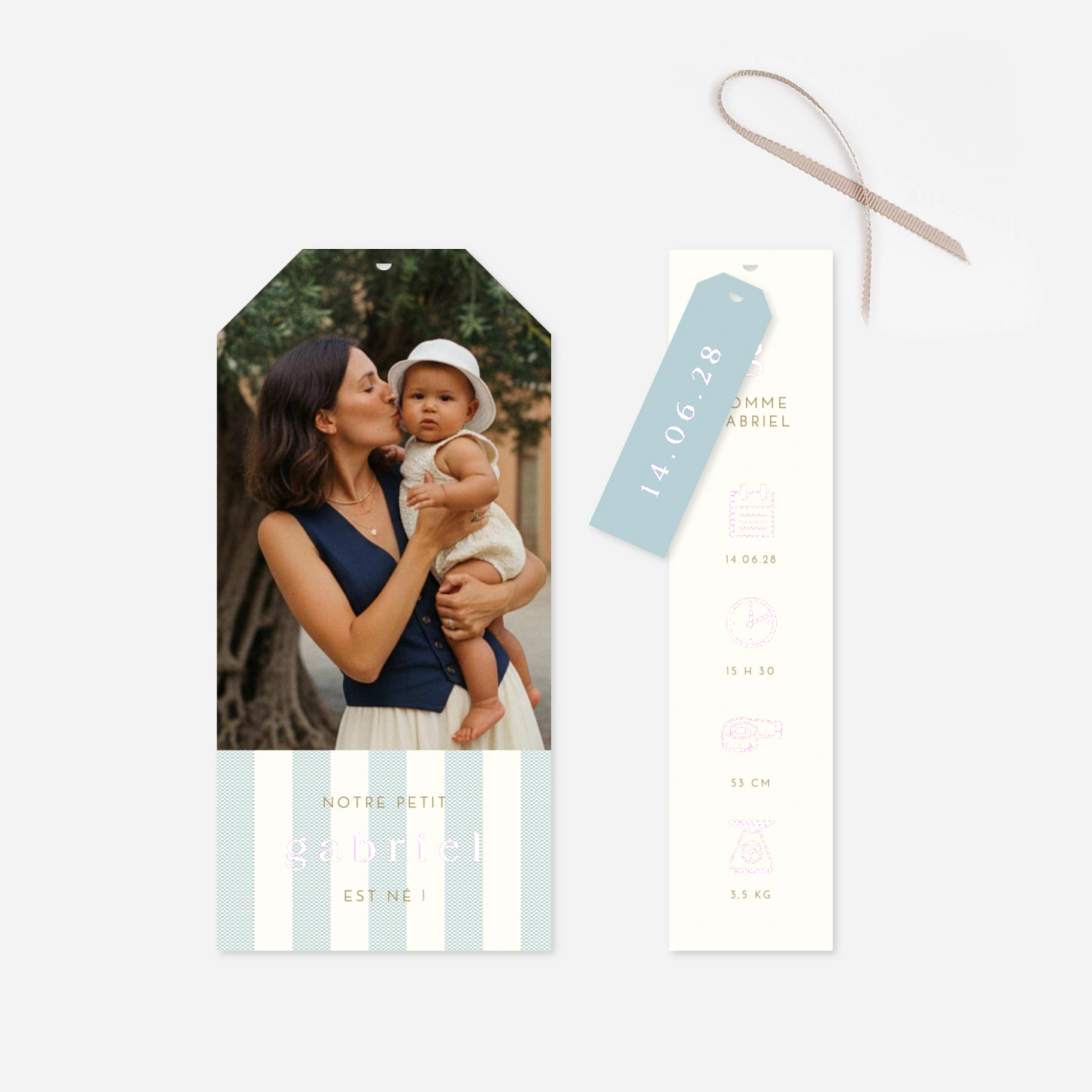 Faire-part naissance Tendre rayure