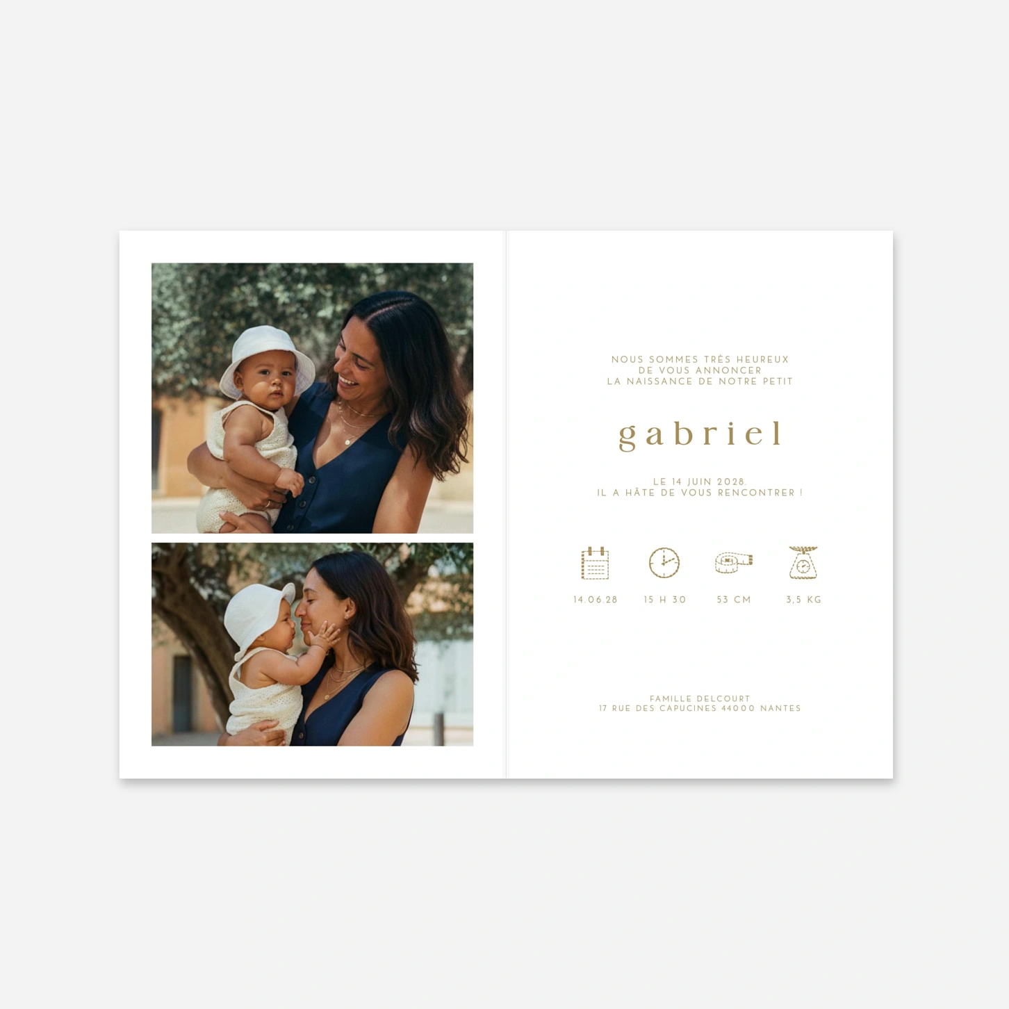 Faire-part naissance Tendre rayure