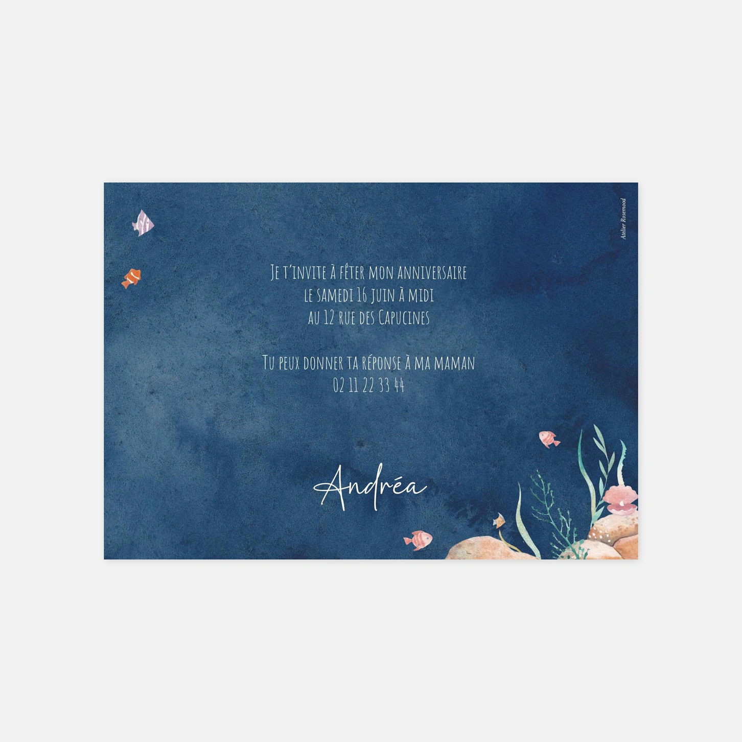 invitation anniversaire enfant Trésors des Mers