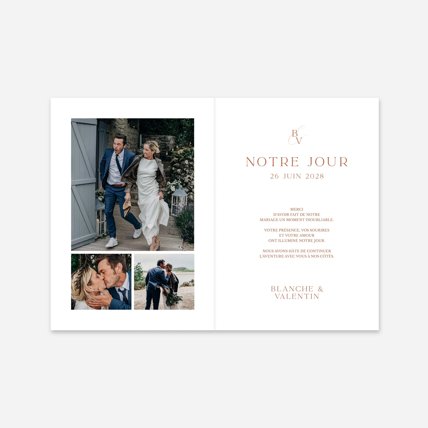 Carte de remerciements Tendres remerciements