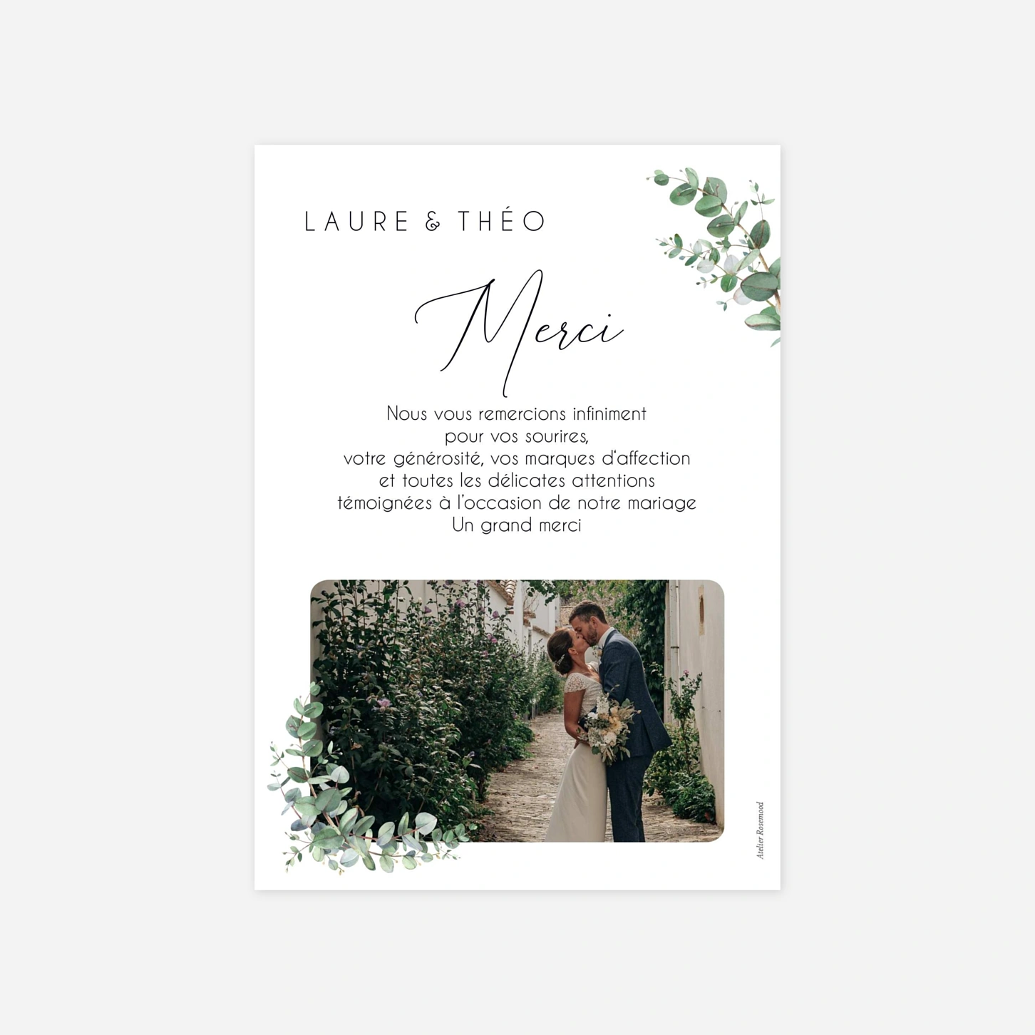 Carte de remerciements Etreinte végétale