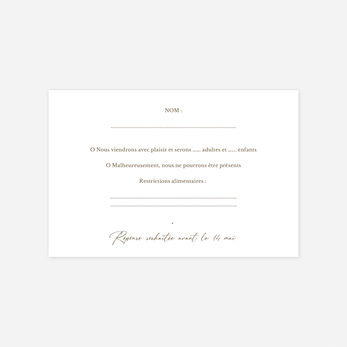 Carton réponse Union brodée