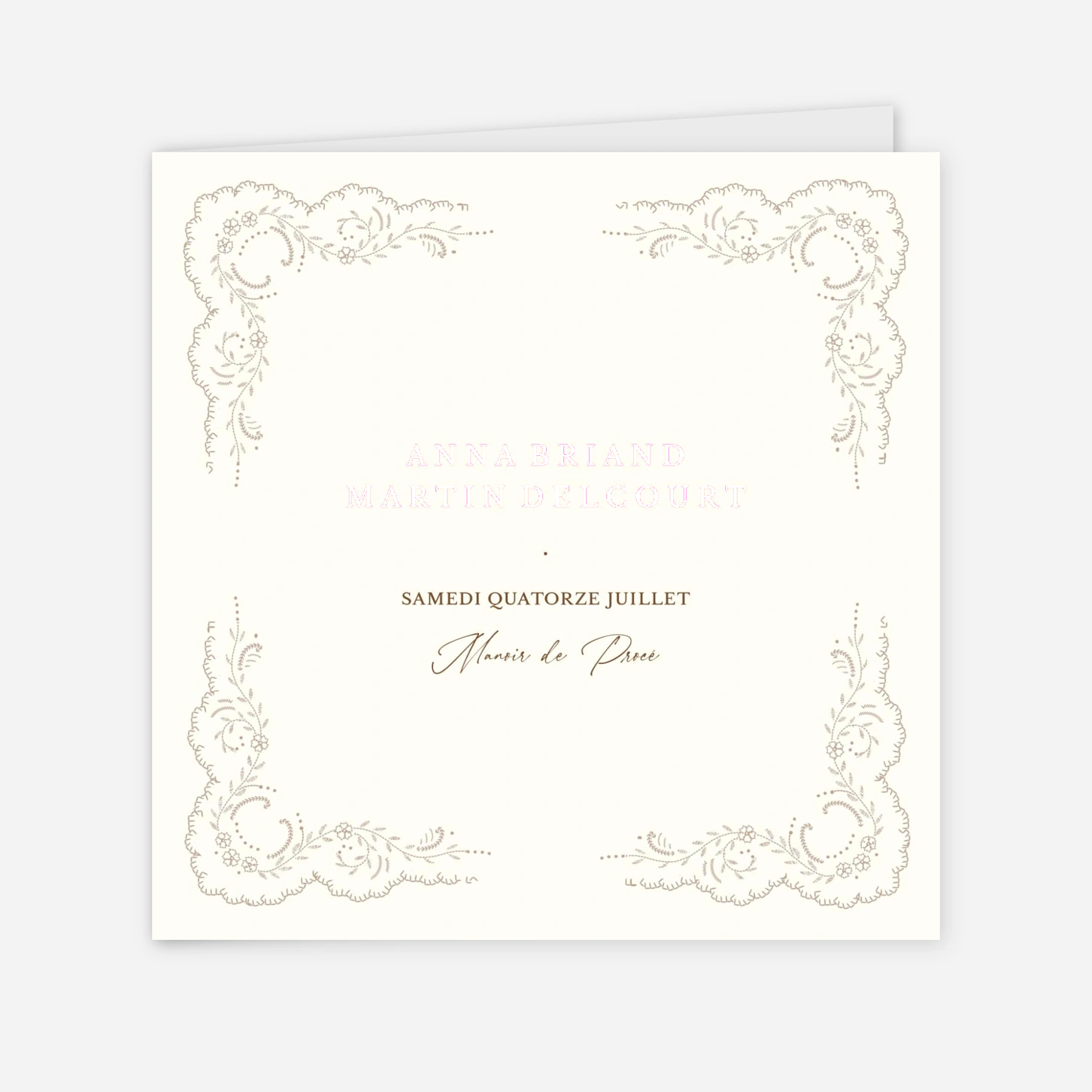 Faire-part mariage Union brodée