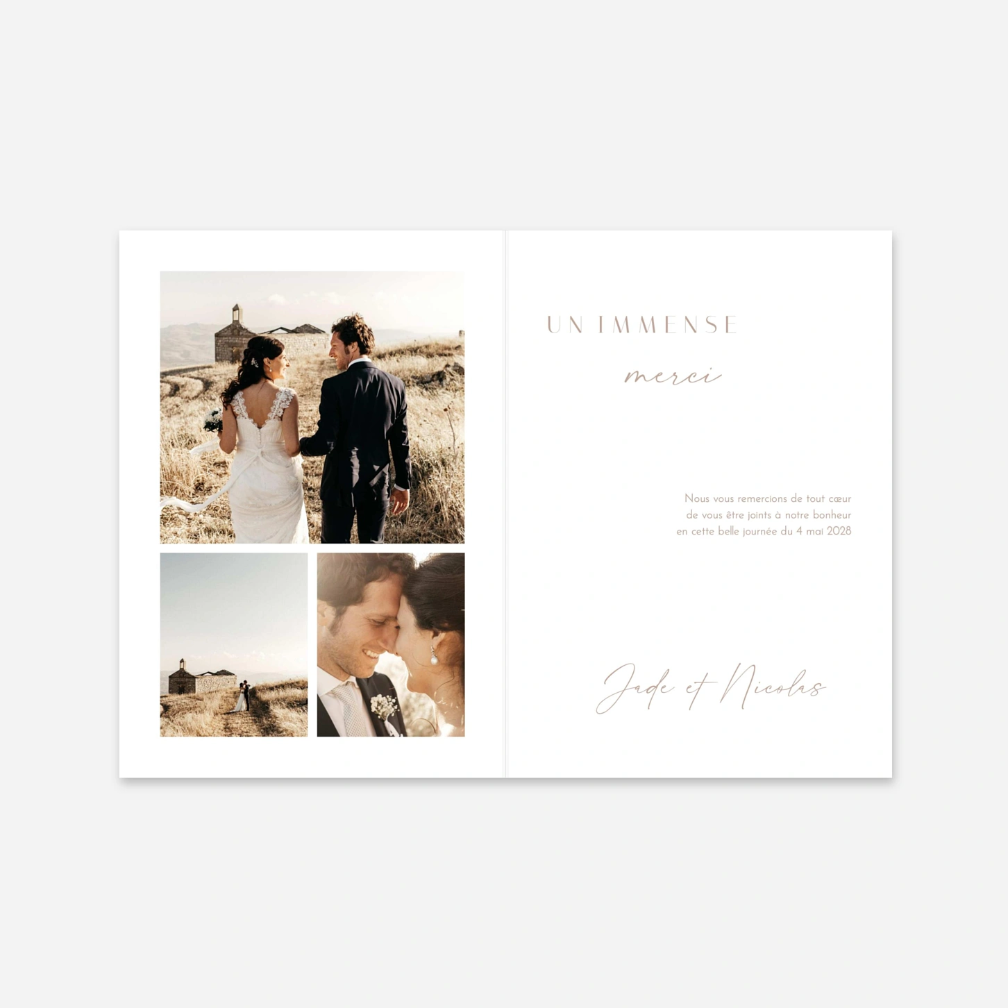 Carte de remerciements Union d’Amour