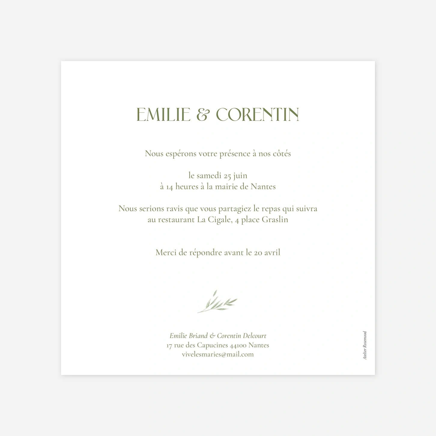 Faire-part mariage Union fleurie