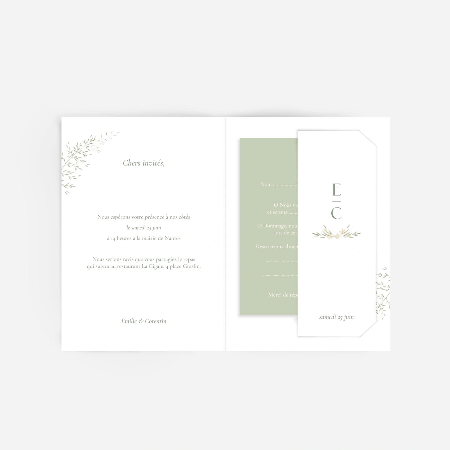 Faire-part mariage Union fleurie