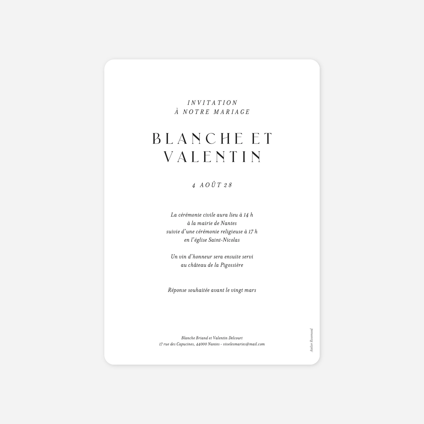 Faire-part mariage Union intemporelle