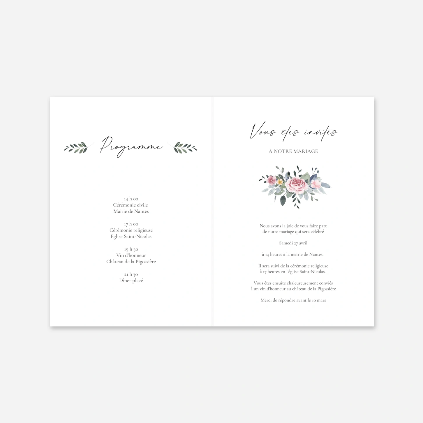 Faire-part mariage Union poétique