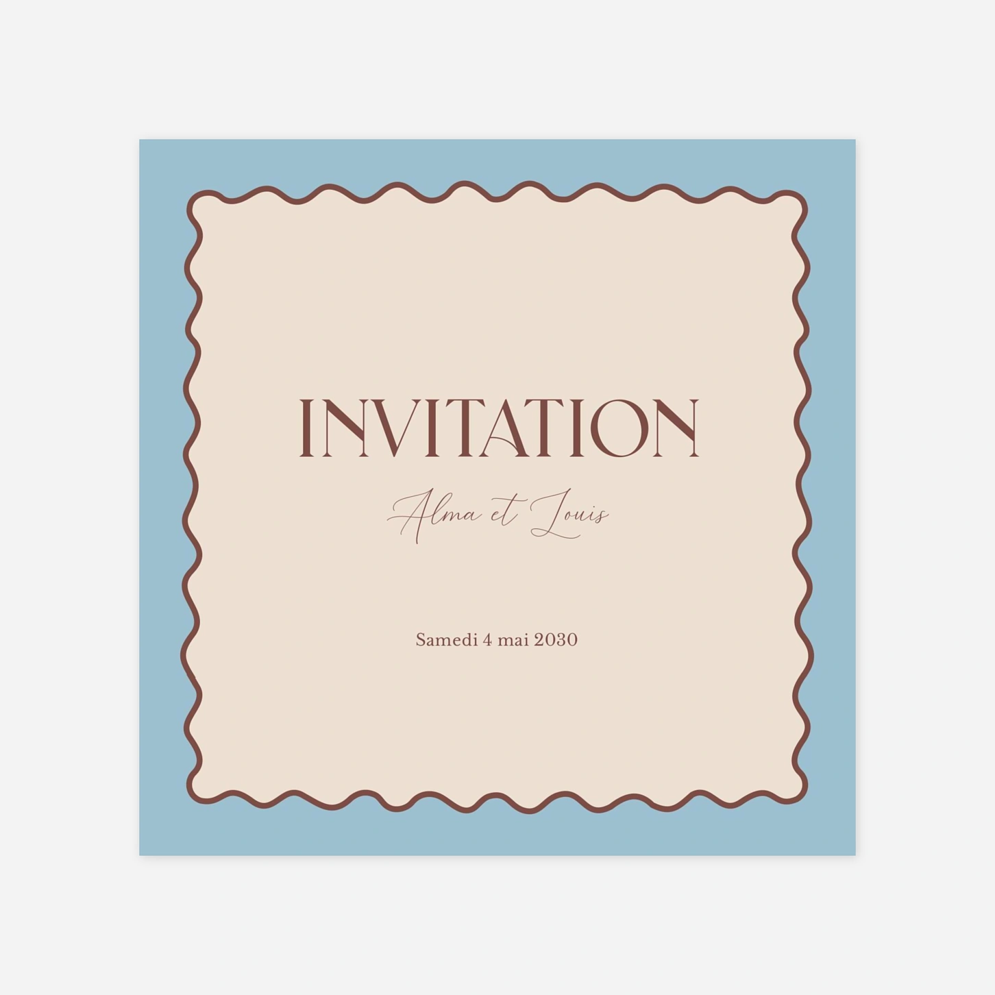 Carton d'invitation Vague câline