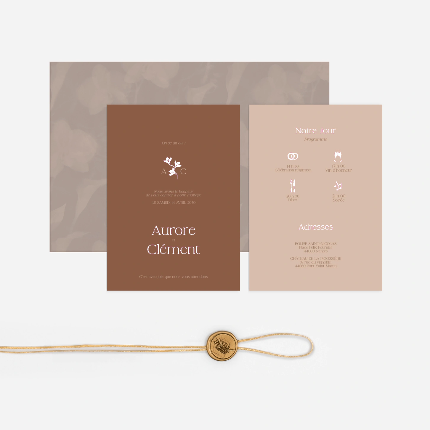 Faire-part mariage Velours floral