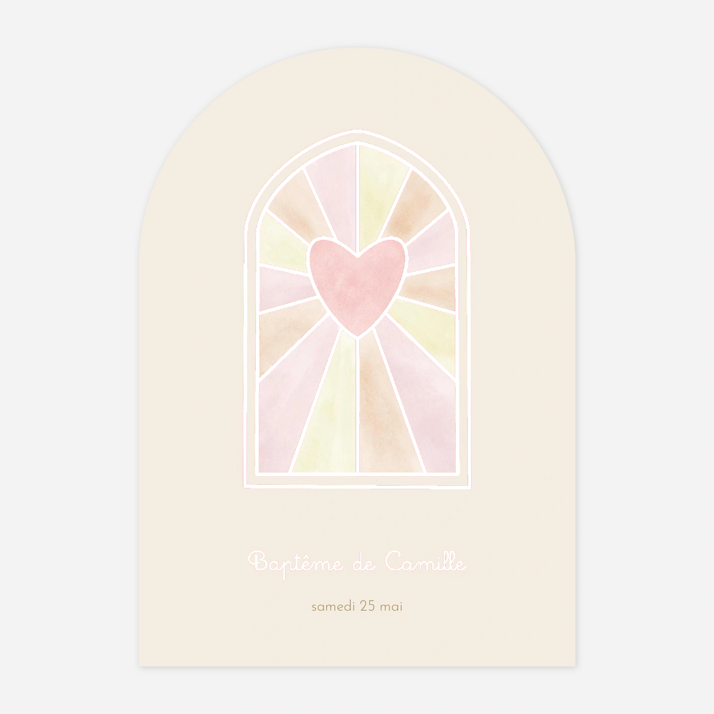 Faire-part baptême Vitrail pastel