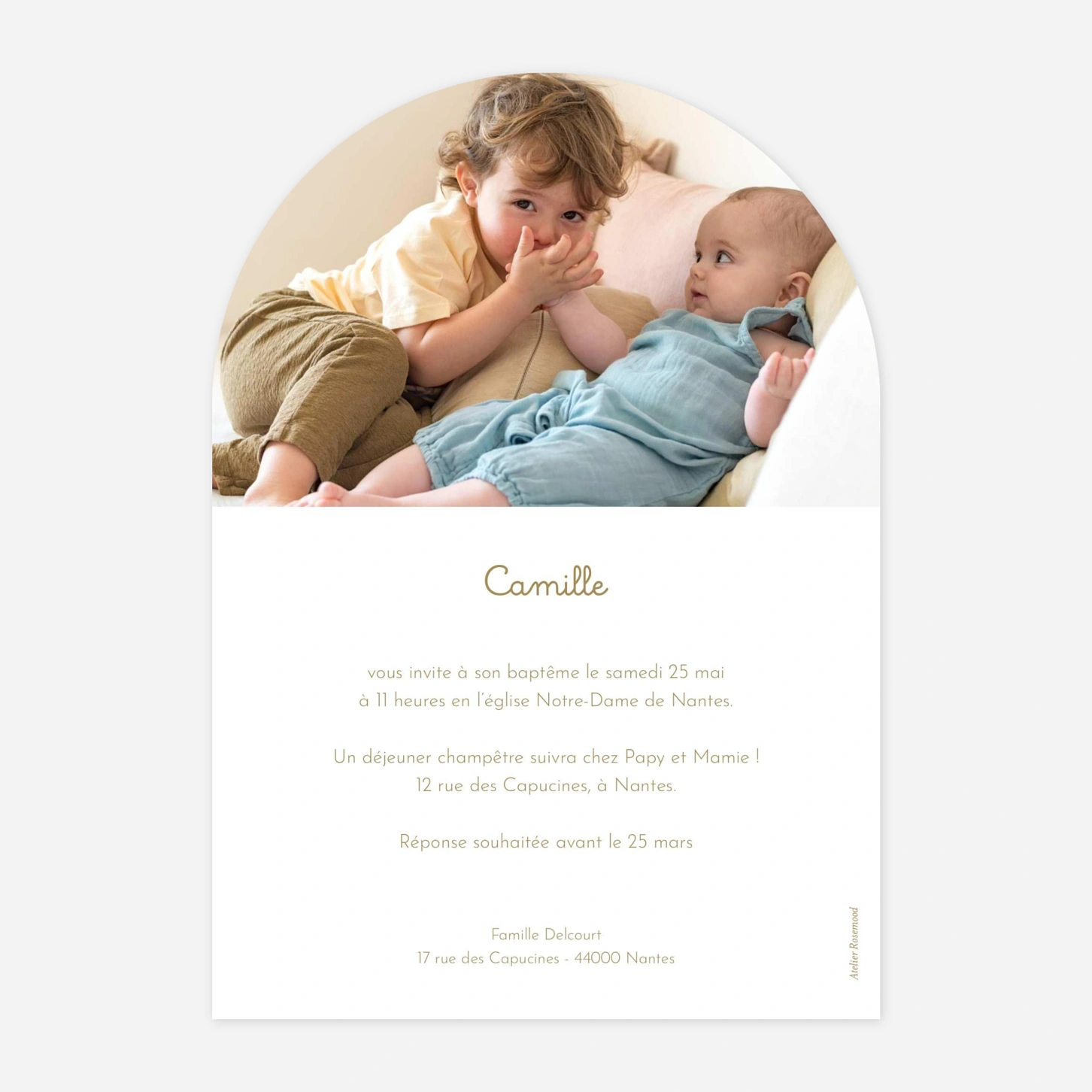 Faire-part baptême Vitrail pastel