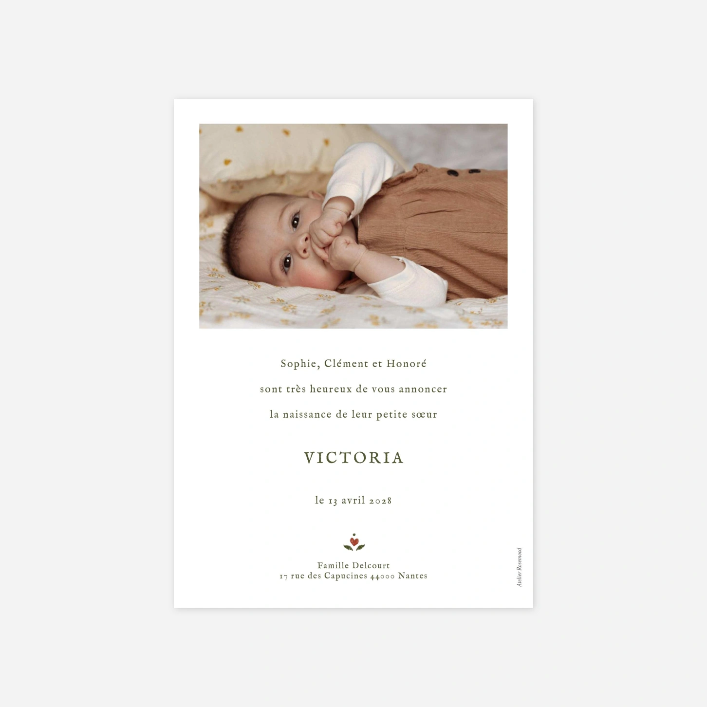 Faire-part naissance Vœux brodés